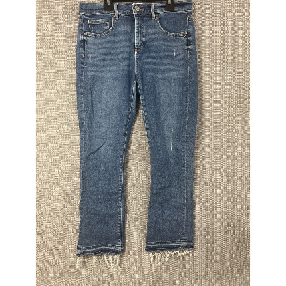 Made And Loved LOFT Jeans Womens 31 Blue Denim Cotton Stretch Frayed Hem Casual